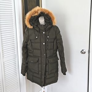 Pajar Olive Green Parka with Tan Fur Trim Hood